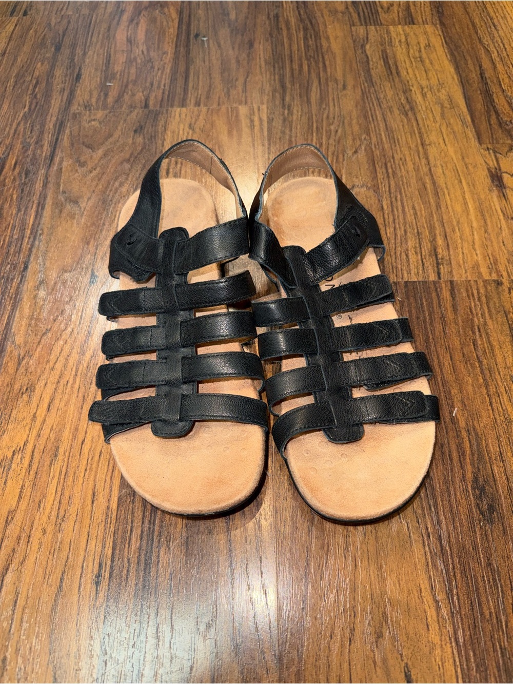 Vionic Black and Tan Strappy Sandals